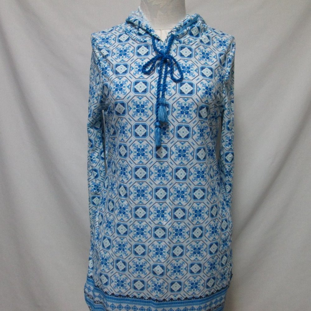 Aqua et Sol knit dress hooded swim cover up Pockets blue Size Sz Small Sm S